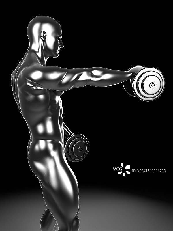 使用哑铃的人体艺术作品图片素材