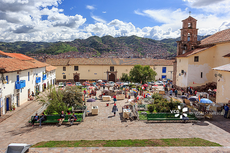 秘鲁库斯科圣布拉斯广场景色图片素材