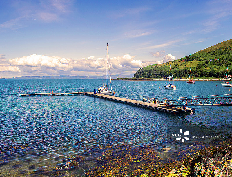 阿伦岛洛克兰扎的游艇码头图片素材