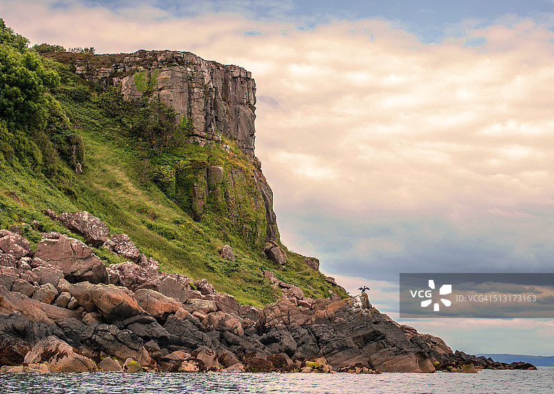 海崖和鸬鹚，阿伦岛东南部图片素材