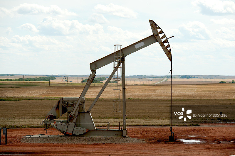 美国北达科他州2号公路旁的抽油机图片素材