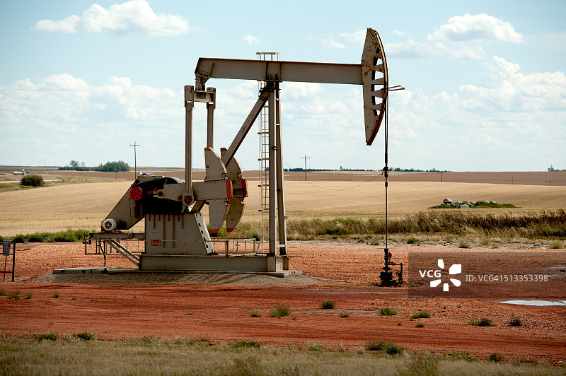 美国北达科他州2号公路旁的抽油机图片素材