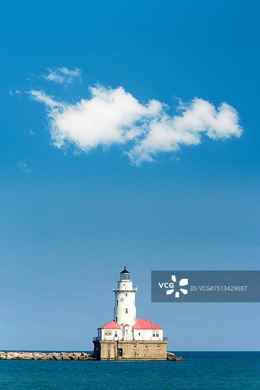 美国芝加哥港灯塔图片素材