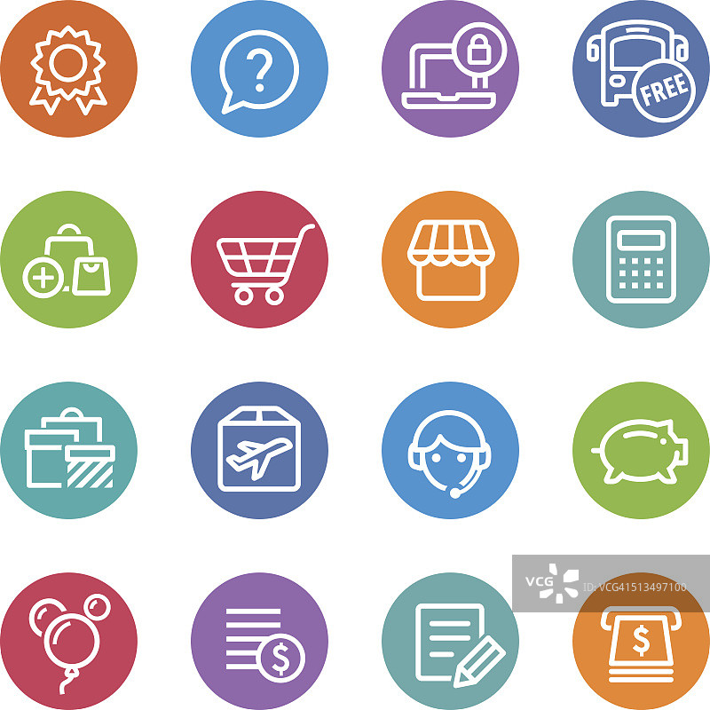 购物图标合集-圆形线条系列图片素材
