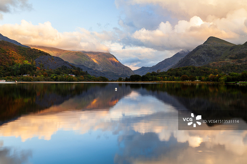 威尔士斯诺多尼亚兰贝里斯日落图片素材