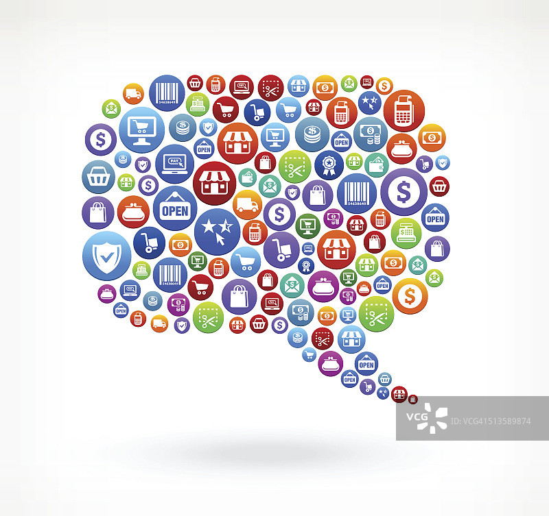 聊天气泡购物商务彩色按钮图案图片素材