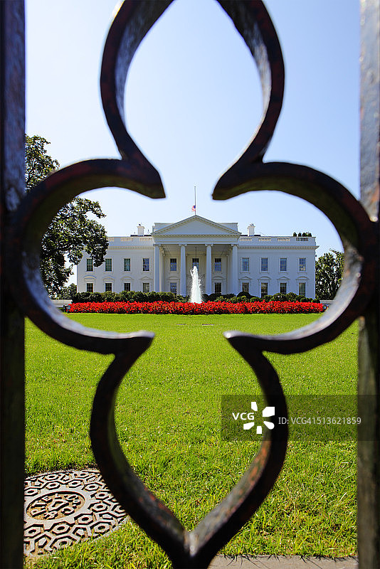 华盛顿哥伦比亚特区白宫框景图片素材
