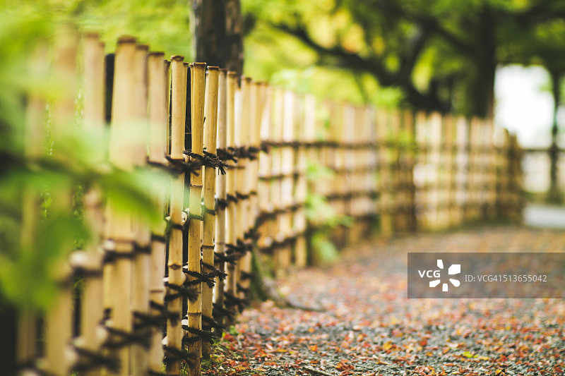 日式庭院竹木围栏图案图片素材