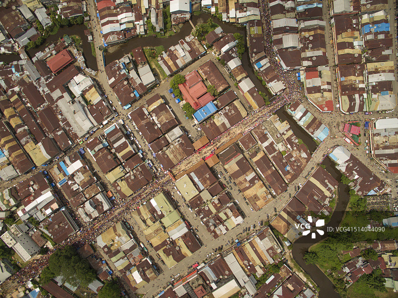 西加里曼丹坤甸市华人元宵节航拍图片素材