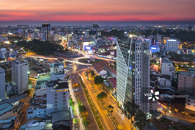 日落时分的西贡市中心图片素材