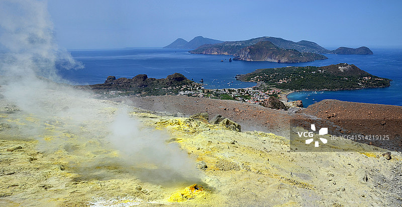 黄色喷气孔全景图片素材