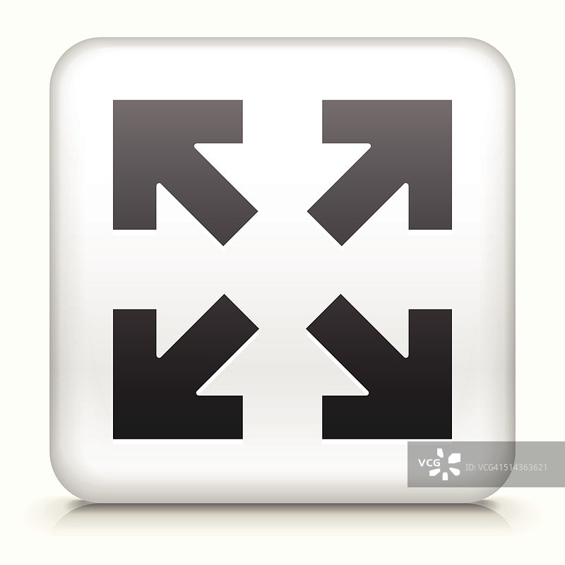 带黑色全屏箭头的白色方形按钮图片素材