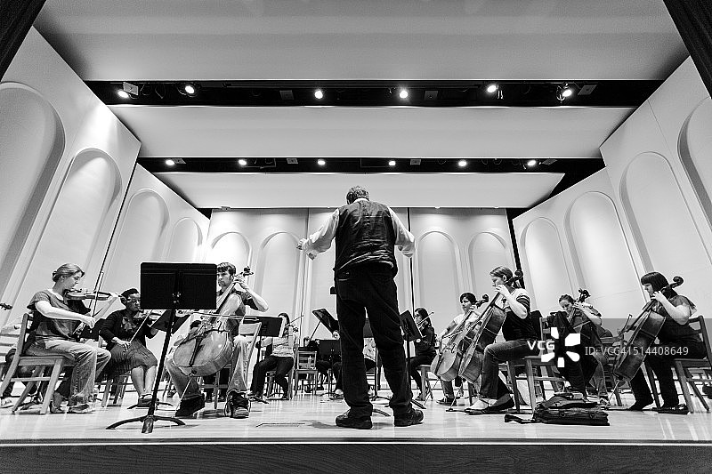 教授指挥大学管弦乐队图片素材