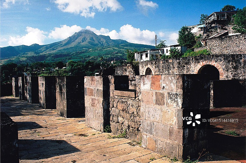 剧院和培雷火山遗址图片素材