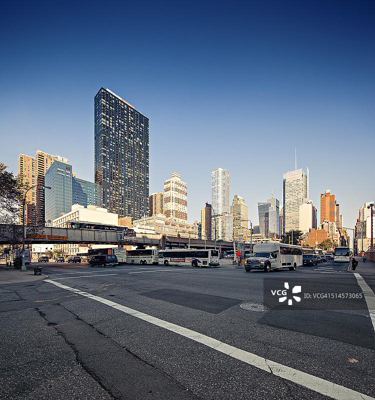 纽约曼哈顿中城哈德逊城市广场全景图片素材