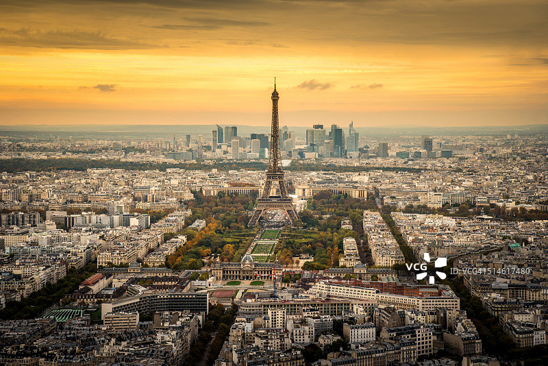 巴黎日落天际线图片素材