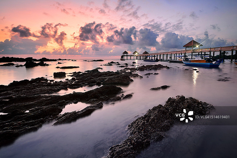 海滩美丽日出图片素材