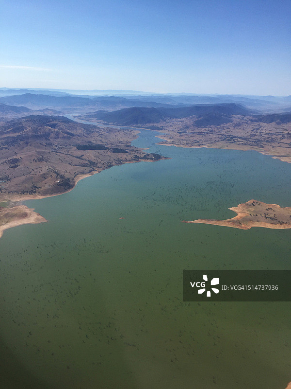 澳大利亚休谟湖干旱景象鸟瞰图图片素材