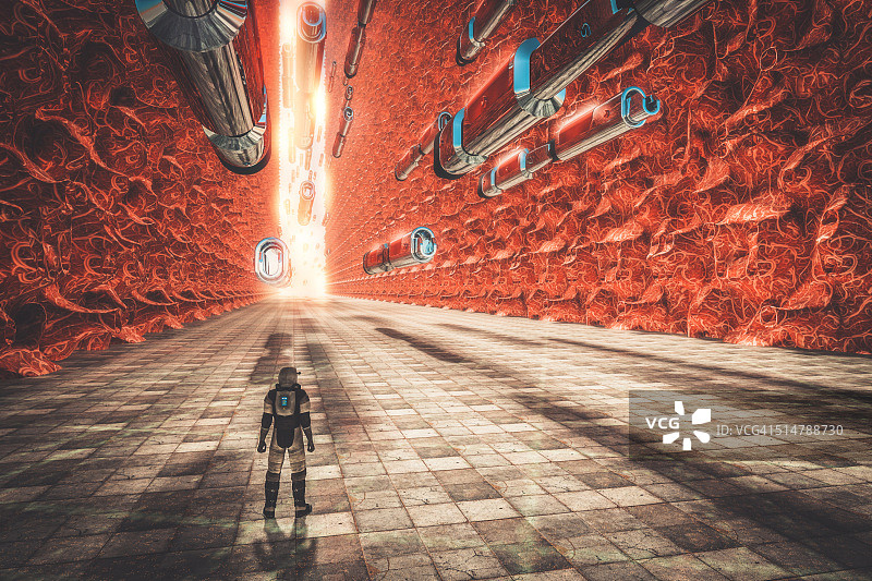 宇航员在异星球行走图片素材