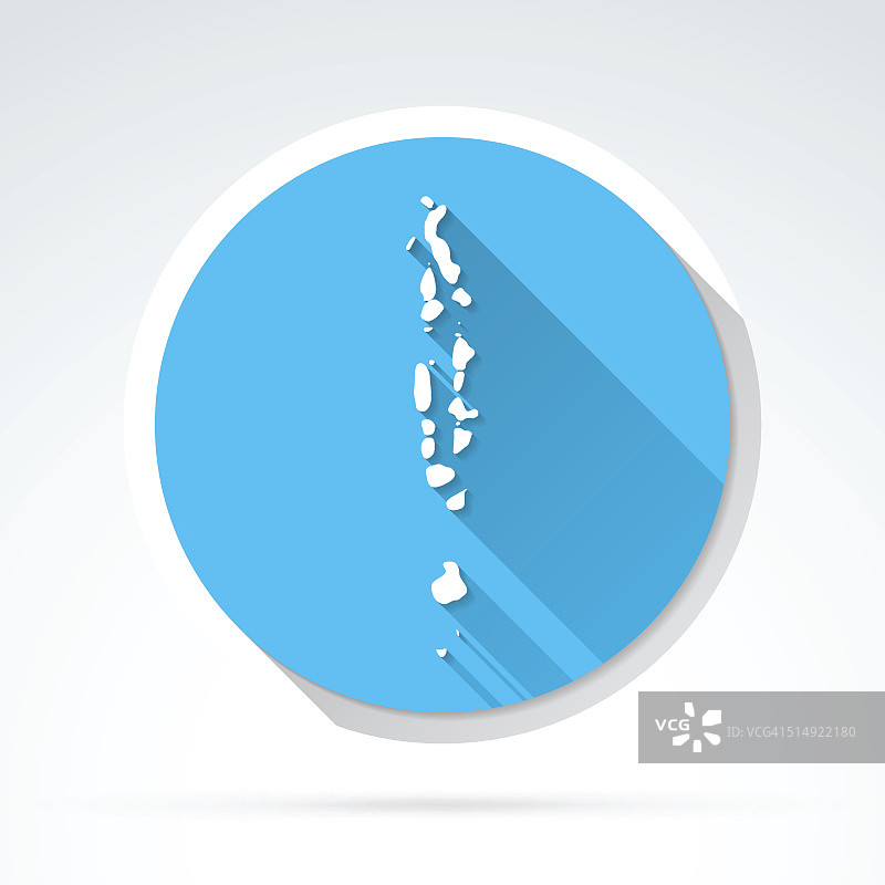 马尔代夫地图扁平设计长阴影图标图片素材