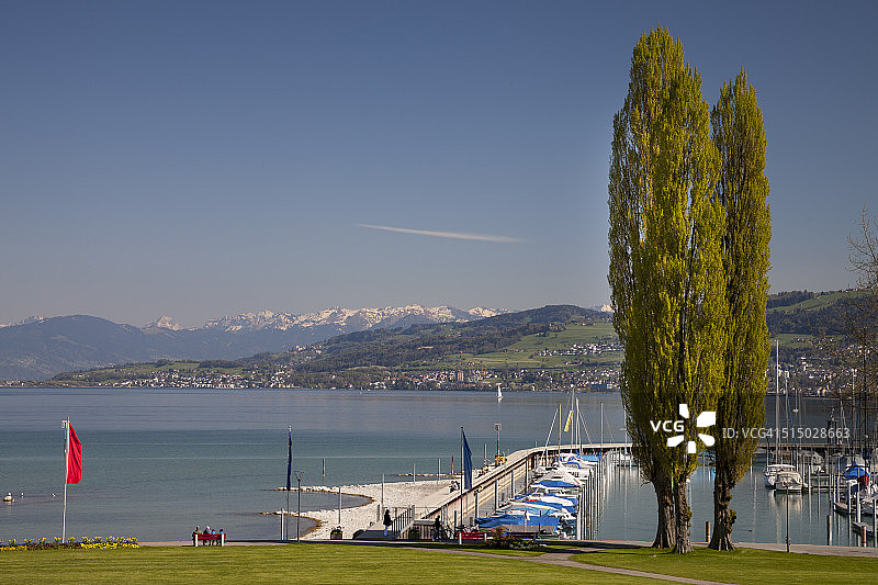 瑞士图尔高州阿尔邦康斯坦茨湖港口图片素材