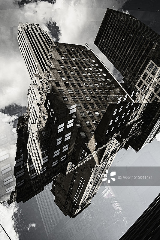 美国纽约曼哈顿建筑群多次曝光图片素材