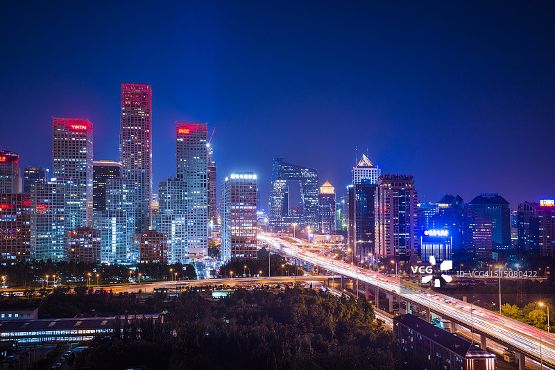 北京中央商务区夜景图片素材