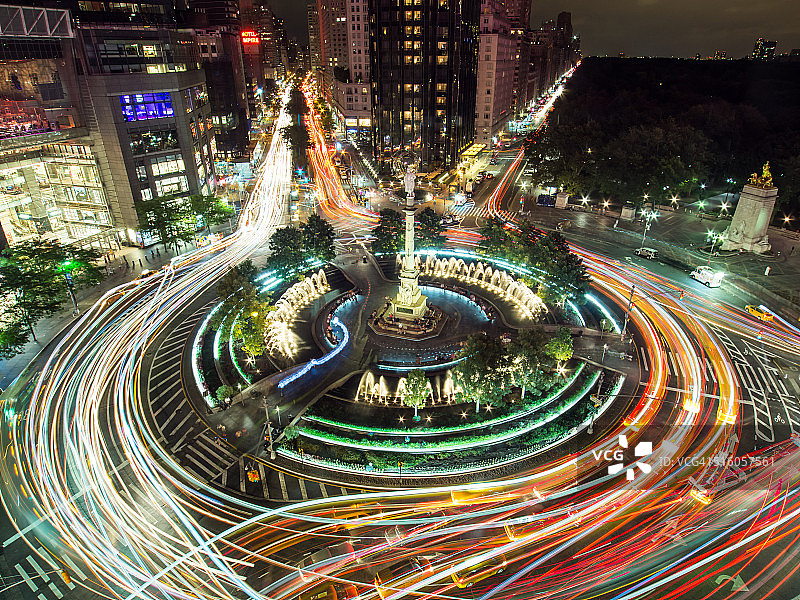 哥伦布圆环夜景图片素材