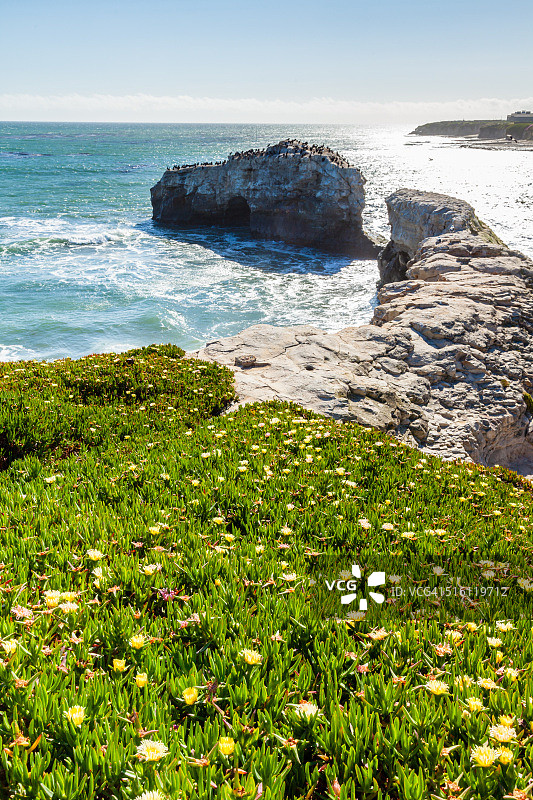 加利福尼亚州圣克鲁斯天然桥州立公园附近的海岸线图片素材