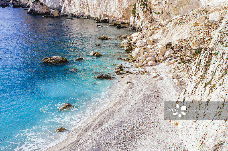 帕克索斯岛埃里米蒂斯海滩高角度景观，希腊爱奥尼亚群岛图片素材