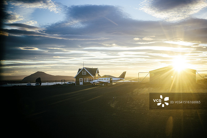 米湖机场，镜头光晕图片素材
