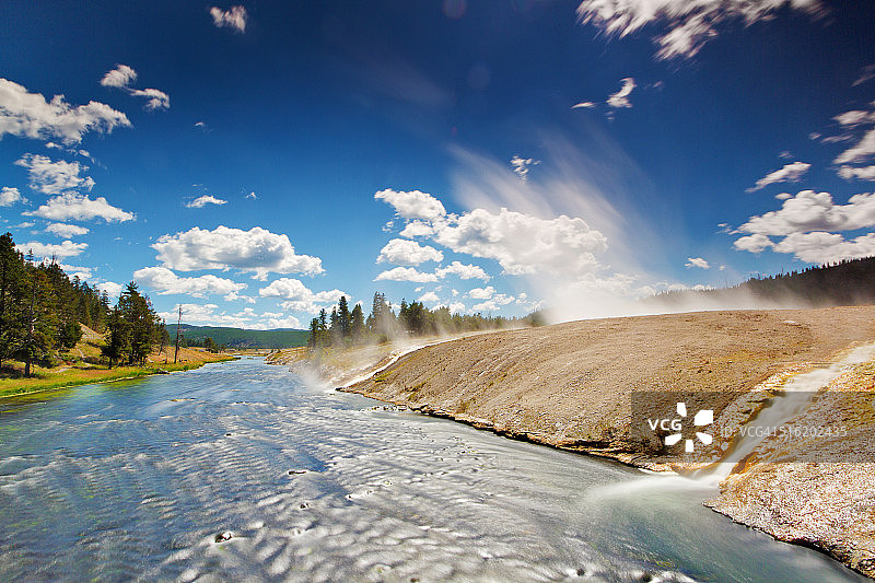 黄石公园火眼河沿线的瀑布图片素材
