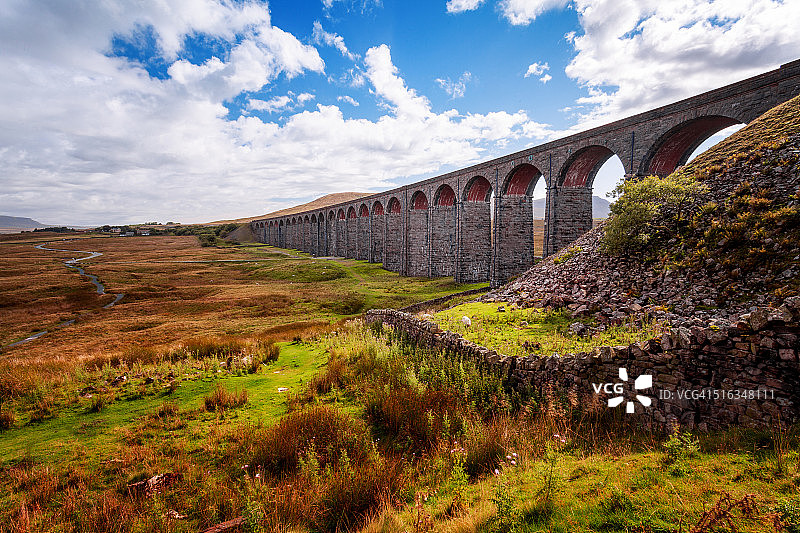 约克郡巴蒂沼泽的里布尔黑德高架桥图片素材
