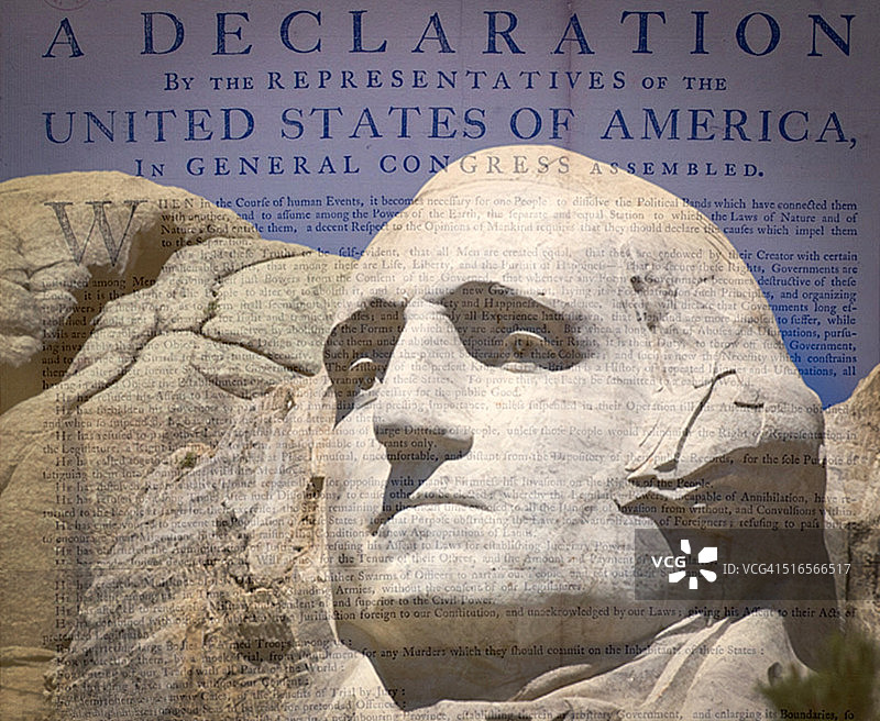 《独立宣言》和拉什莫尔山图片素材