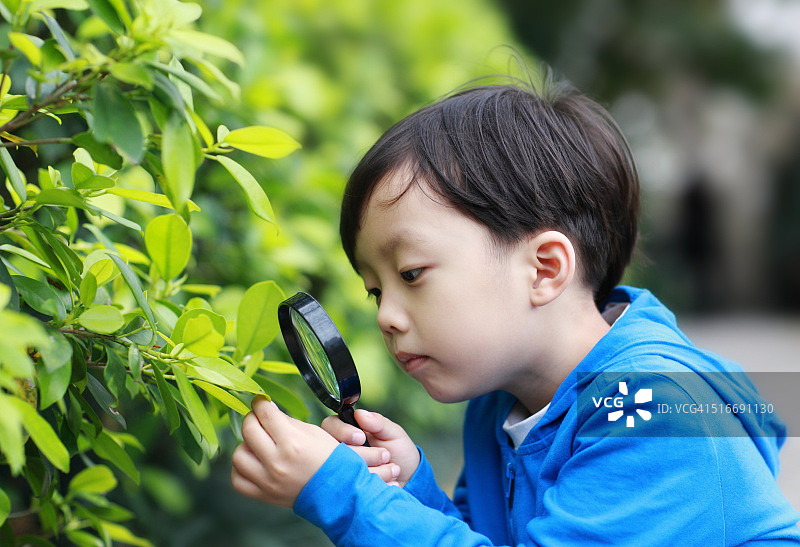 儿童玩放大镜图片素材