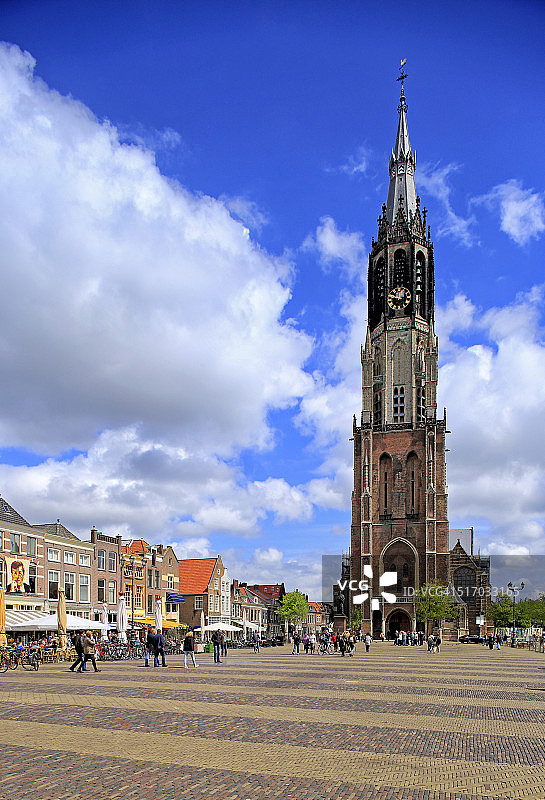 荷兰代尔夫特新教堂和市场广场图片素材
