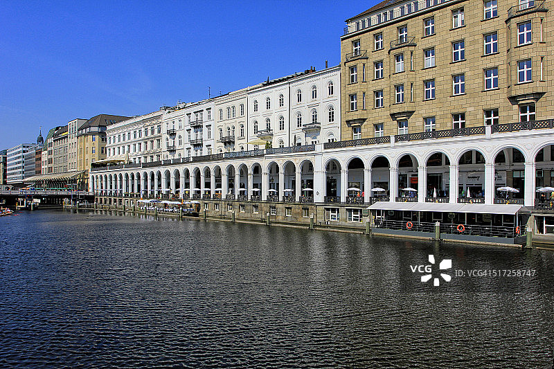 德国汉堡阿尔斯特拱廊和小阿尔斯特湖图片素材