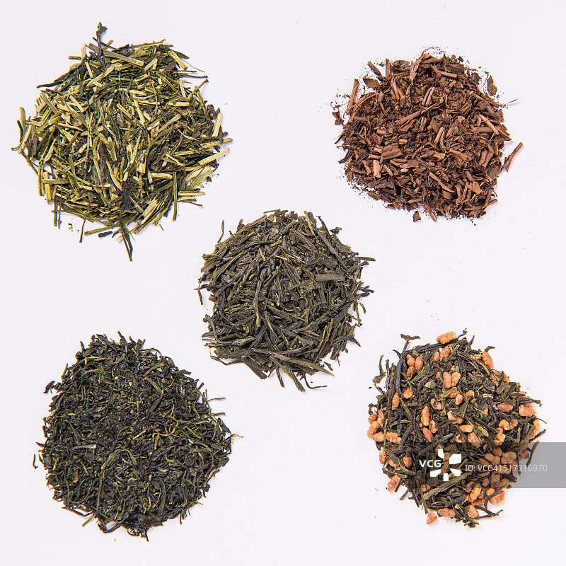 日本优质绿茶：煎茶、玄米茶、茎茶图片素材