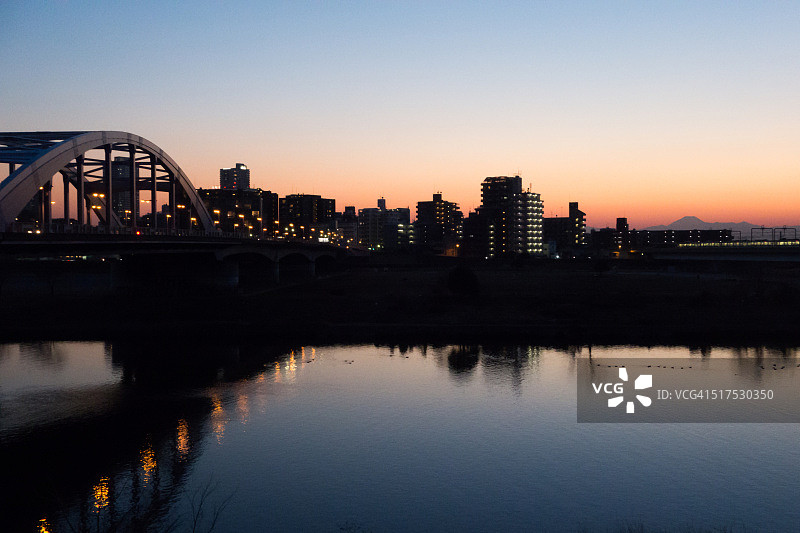东京夜景与富士山图片素材