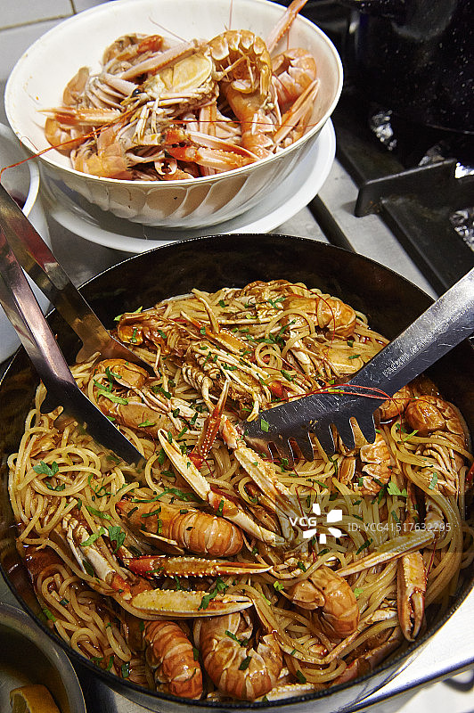 克罗地亚海岛海鲜意面图片素材