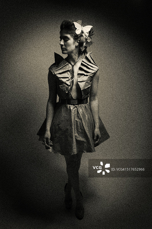 年轻维多利亚女性的古董锡版照片图片素材