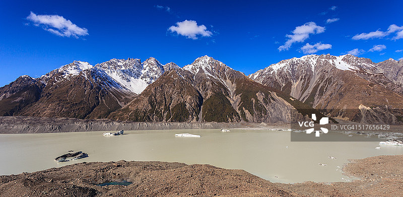 新西兰塔斯曼冰川湖图片素材