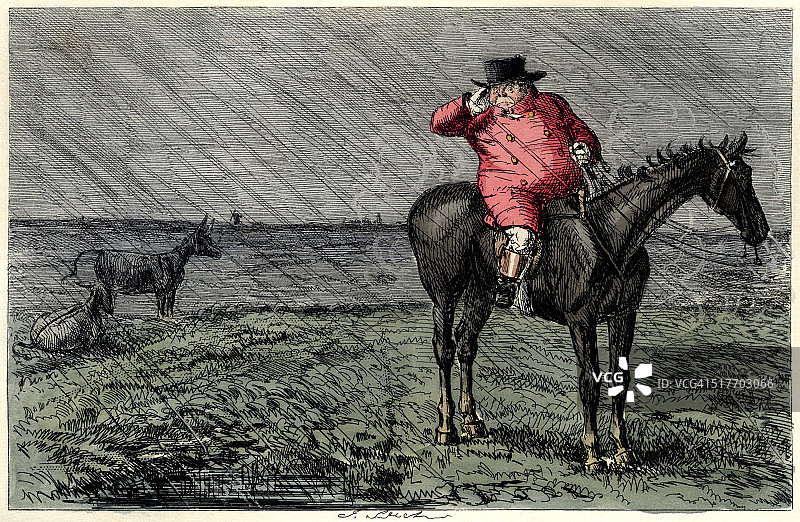 雨中迷路的维多利亚时代猎人图片素材