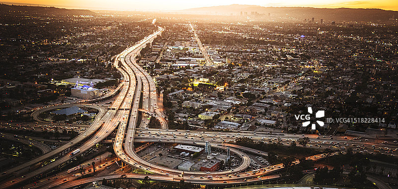 洛杉矶天际线鸟瞰图片素材