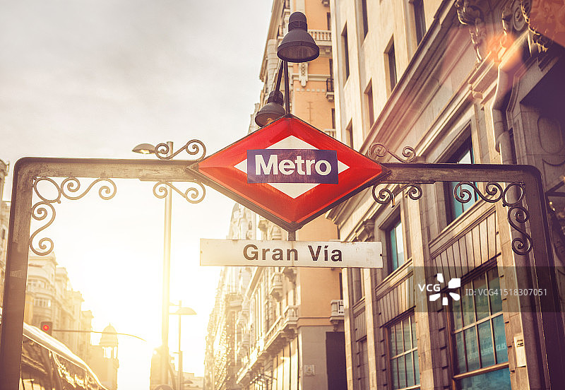马德里格兰大道地铁站标志图片素材