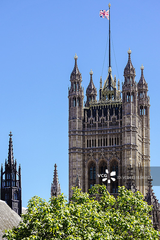英国伦敦威斯敏斯特维多利亚塔，威斯敏斯特宫一部分图片素材