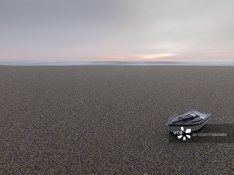 沙滩上的一艘小船图片素材