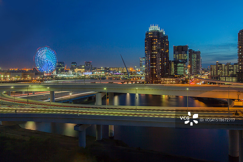 东京有明夜景城市风光图片素材