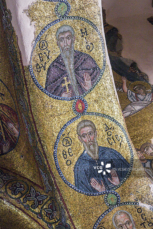 新莫尼修道院内部和马赛克细节图片素材