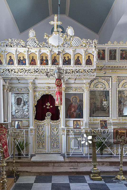 希俄斯岛阿纳瓦托斯村的天使长教堂图片素材